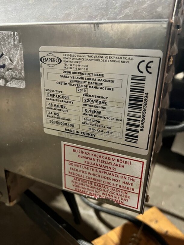 LATE MODEL! 2019 Empero Commercial Countertop Donut Depositor Machine! Solid Stainless Steel! 220V 60HZ Model: EMPLK001 SN: 190447 - Image 6 of 8