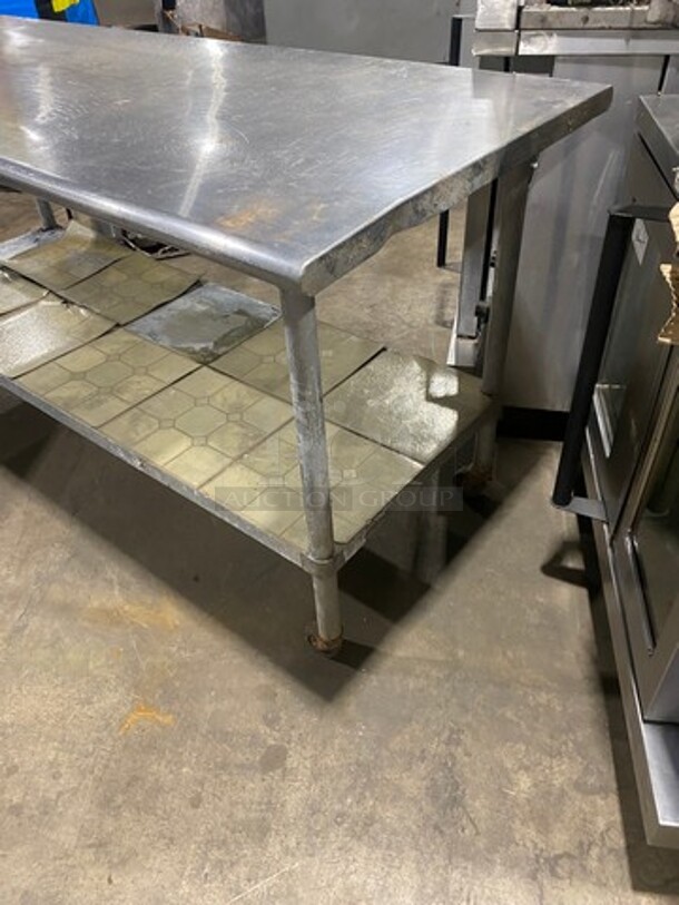Solid Stainless Steel Work Top/ Prep Table! With Storage Space Underneath! On Casters! - Image 2 of 7