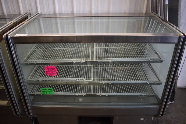 Stainless Steel Commercial Floor Style Deli Display Case Merchandiser w/ Poly Coated Racks. 115 Volts, 1 Phase. 57x35x56. Tested and Working!