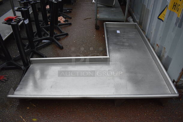 Stainless Steel L Shaped Left Side Dishwasher Table. No Legs. 70x75x8 - Image 1 of 5