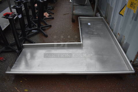 Stainless Steel L Shaped Left Side Dishwasher Table. No Legs. 70x75x8
