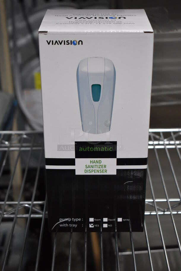 PALLET LOT of 20 BRAND NEW Boxes of 20 Viavision Automatic Hand Sanitizer Dispensers. Total of 400. 5x5x10.5. 20 Times Your Bid! - Image 1 of 4