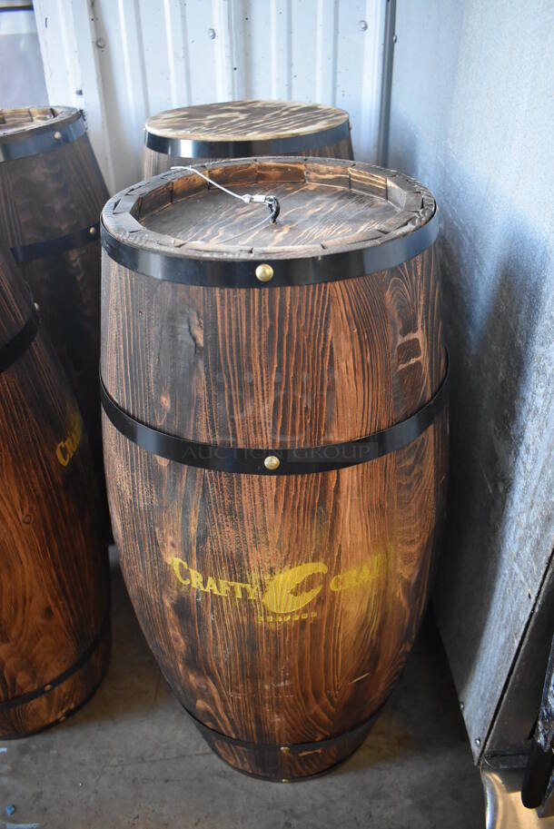 2 Crafty Crate Wooden Decorative Barrels. 13x13x28. 2 Times Your Bid!