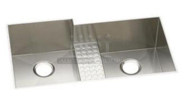 BRAND NEW SCRATCH AND DENT! Elkay EFULB361810CDBR Stainless Steel 2 Bay Drop In Sink. Stock Picture Used For Gallery Picture.