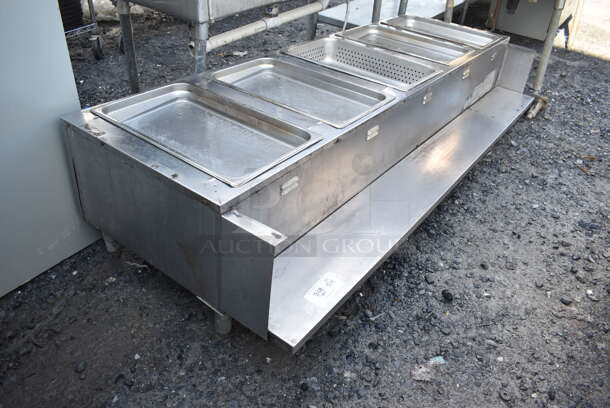 Eagle Stainless Steel Commercial Natural Gas Powered 5 Bay Steam Table. No Legs. 80x30.5x18.5