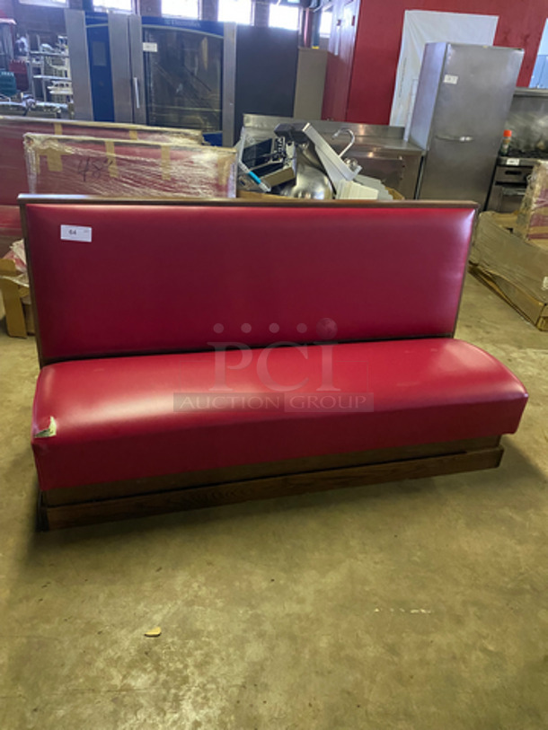 NEW! Single Sided Red Cushioned Booth Seat! With Wooden Outline! Perfect For Up Against The Wall! Can Be Connected To Any Of The Booths LIsted!