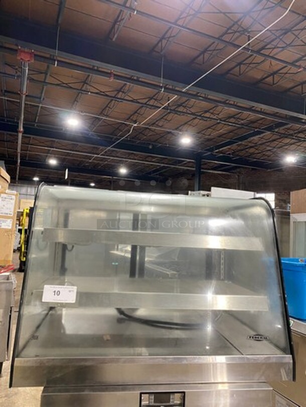 Federal Industries Commercial Countertop Heated Food Holding/ Display Cabinet Merchandiser! With Rear Access Doors! With Curved Front Glass! Stainless Steel Body! Model: CH3628 SN: 12071771692 120V 60HZ 1 Phase