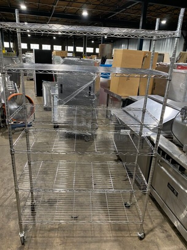 Commercial Metal 6 Tier Shelf! On Casters! BUYER MUST DISMANTLE! PCI CANNOT DISMANTLE FOR SHIPPING! PLEASE CONSIDER FREIGHT CHARGES! - Image 4 of 7