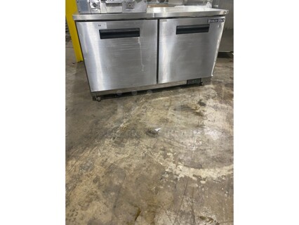 Maxx Cold Commercial Double Door Lowboy/ Worktop Cooler! With Poly Coated Rack! Solid Stainless Steel! On Casters! Model: MXCR60UA SN: 8218185 115V 60HZ 1 Phase