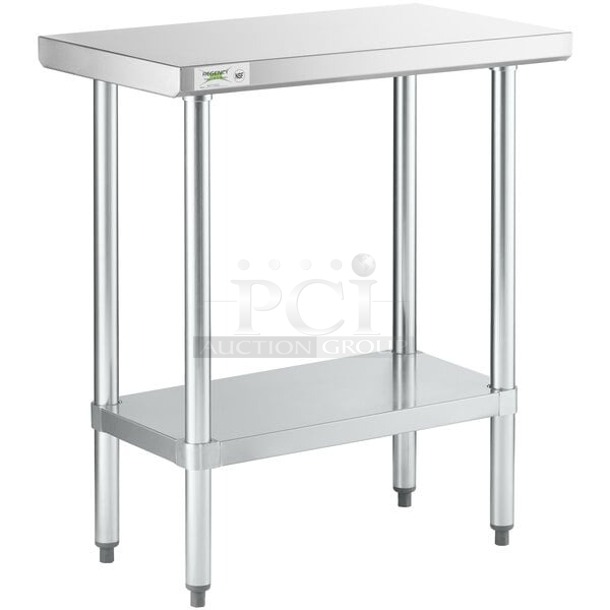 BRAND NEW SCRATCH & DENT! Regency 600T1830G 18" x 30" 18-Gauge 304 Stainless Steel Commercial Work Table with Galvanized Legs and Undershelf. IN THE BOX! 18x30x34   - Image 1 of 1
