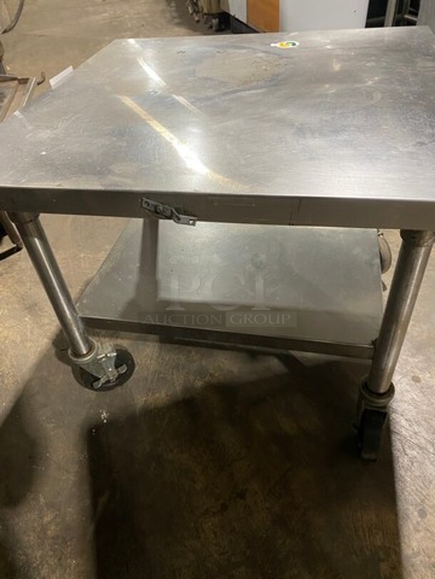 Solid Stainless Steel Work Top/ Prep Table! With Storage Space Underneath! On Casters! - Image 4 of 8