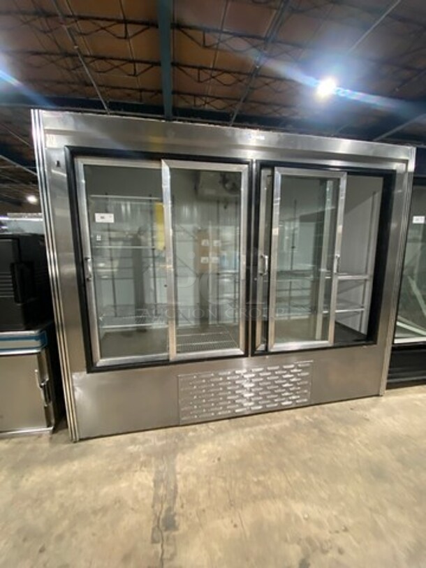 Custom Cool Commercial 4 Door Reach In Cooler Merchandiser! With View Through Doors! Poly Coated Racks! Model: LD96 SN: L0398009 115V 60HZ 1 Phase