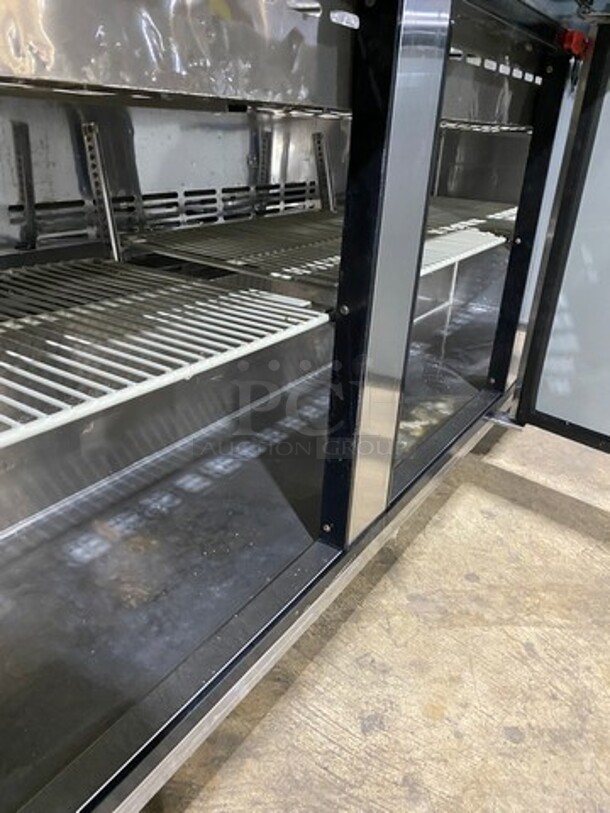 Turbo Air Commercial Refrigerated Sandwich Prep Table! With 3 Door Storage Space Underneath! Poly Coated Racks! All Stainless Steel! On Casters! Model: MST7230 SN: MM7T808001 115V 60HZ 1 Phase - Image 6 of 10