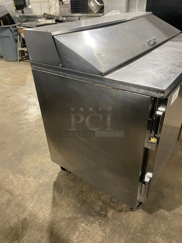 Beverage-Air Refrigerated Commercial Mega Top Salad/Sandwich Prep Table! With 2 Door Refrigerated Storage Underneath! All Stainless Steel! With Metal Racks! On Casters! 115V 1 Phase! Model: SP48-12! - Image 2 of 8