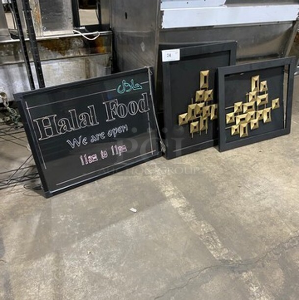 ALL ONE MONEY! MISCELLANEOUS! Includes Halal Food Open Sign, Wall Mount Restaurant Decor! - Image 1 of 4