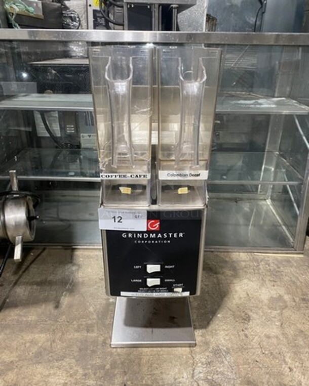 Grindmaster Commercial Countertop Dual Coffee Bean Grinder Machine! Stainless Steel Body! Model: 250RH2 SN: L214346 120V 1 Phase