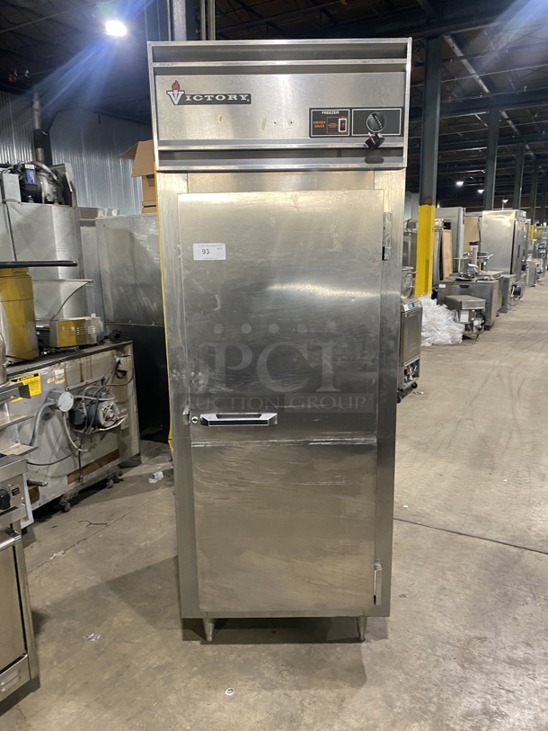 VICTORY Commercial Single Door Reach In Freezer! All Stainless Steel! Working When Removed! MODEL: FS-1D-S7-EW SN:A0741520 115V 1PH!
 - Image 1 of 8
