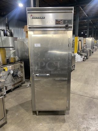 VICTORY Commercial Single Door Reach In Freezer! All Stainless Steel! Working When Removed! MODEL: FS-1D-S7-EW SN:A0741520 115V 1PH!

