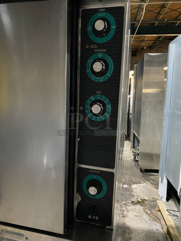NICE! Franklin Commercial Double Deck Natural Gas Powered Convection Oven! With Metal Oven Racks! With 1 View Through Door & 1 Solid Door! All Stainless Steel! On Legs! 2x Your Bid Makes One Unit! - Image 7 of 8