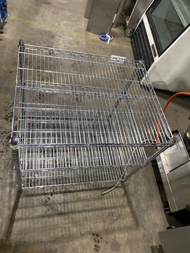 Commercial Metal 3 Tier Shelf! On Legs! BUYER MUST DISMANTLE! PCI CANNOT DISMANTLE FOR SHIPPING! PLEASE CONSIDER FREIGHT CHARGES! - Image 4 of 5