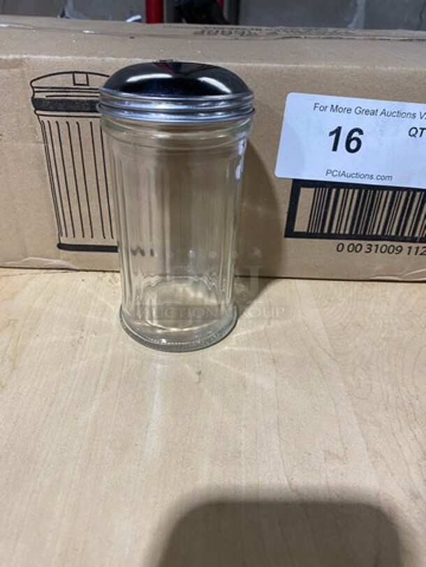 IN THE BOX! Libbey Clear 12 Oz Glass Sugar Pourer! With Chrome Top! - Image 3 of 6