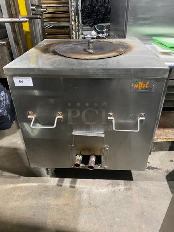 NICE! Sifol Commercial Gas Powered Tandoor Oven! With Lid! Solid Stainless Steel! WORKING WHEN REMOVED!