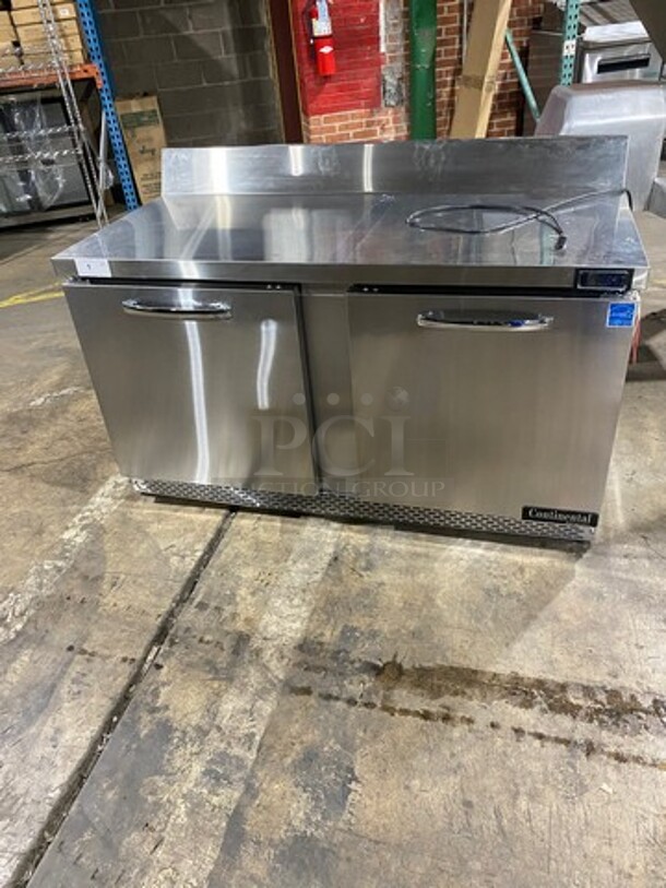 WOW! NEW! OUT OF THE BOX! Continental Commercial 2 Door Lowboy/Worktop Cooler! With Back Splash! All Stainless Steel! Model: SW60NSSBS SN: 159C9883 115V 60HZ 1 Phase