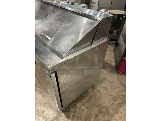 Dukers Commercial Refrigerated Sandwich/Salad Prep Table! All Stainless Steel! With 2 Door Storage Space Underneath! With Poly Coated Racks! Model DSP 60 Serial DUK211103! 115V! On Casters! - Image 3 of 9