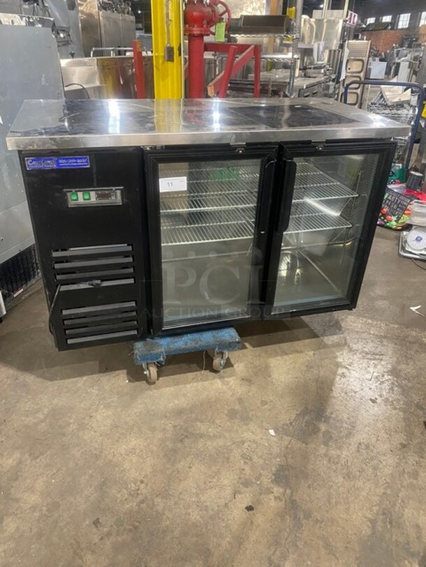 LATE MODEL! 2016 Central Commercial Refrigerated Bar Back Cooler! With 2 Glass Doors! All Stainless Steel! With Poly Coated Racks! 115V 1 Phase! Model 69K106 Serial 5165806! Working When Removed! - Image 1 of 9