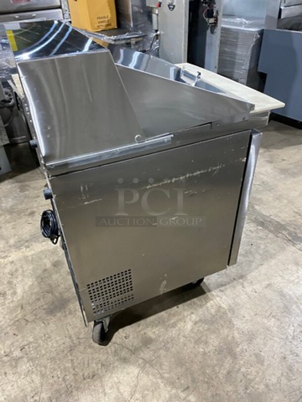 Atosa Commercial Refrigerated Sandwich Prep Table! With Commercial Cutting Board! With Single Door Storage Space! Poly Coated Rack! All Stainless Steel! On Casters! Model: MSF8301 SN: MSF830104216101500C40036 115V 60HZ 1 Phase - Image 4 of 10