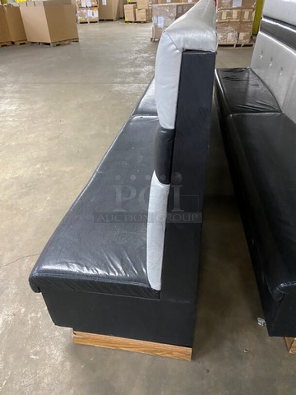 LIKE NEW! Single Sided Black And White Cushioned Booth Seat! With Wooden Outline! Perfect For Up Against The Wall! Can Be Connected To Any Of The Booths Listed! - Image 4 of 7