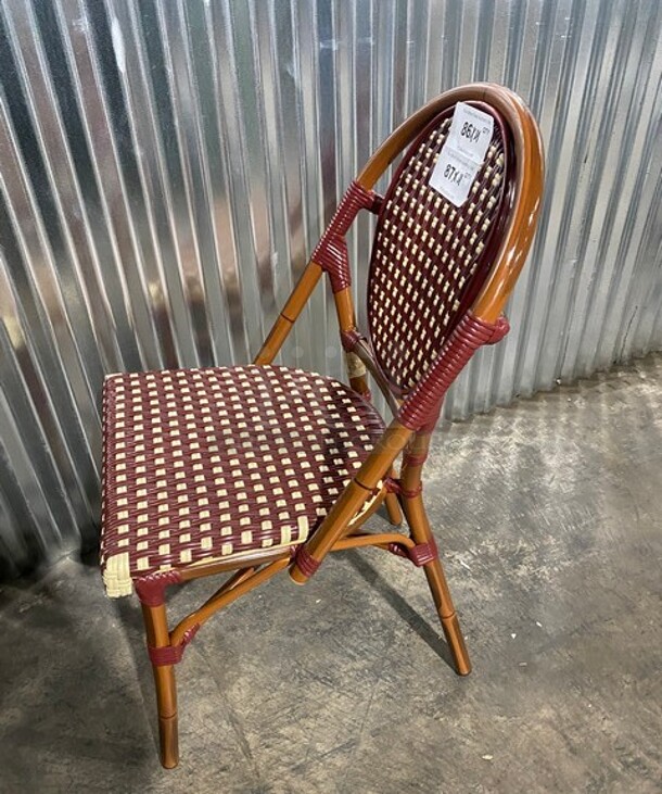 NEW! Nice Aluminum Bamboo Patio Dinning Side Chair In Red! 4x Your Bid! - Image 4 of 7