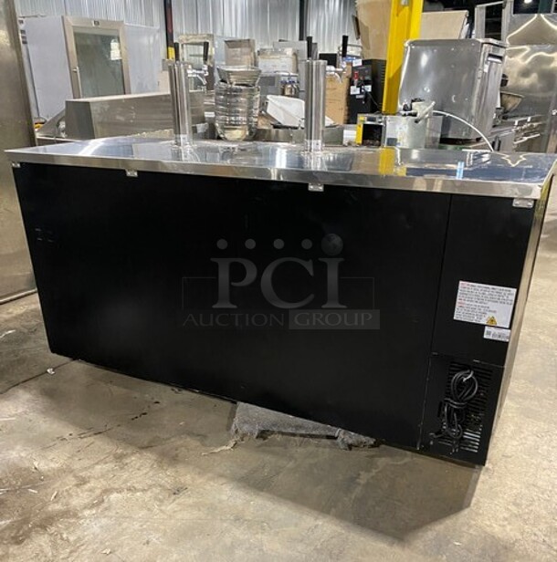 NICE! Avantco Commercial Refrigerated Dual Tower Kegerator! With Towers! With 3 Door Storage Space Underneath! Poly Coated Racks! Model: 178UDD378 SN:6436334321083606 115V  - Image 4 of 10