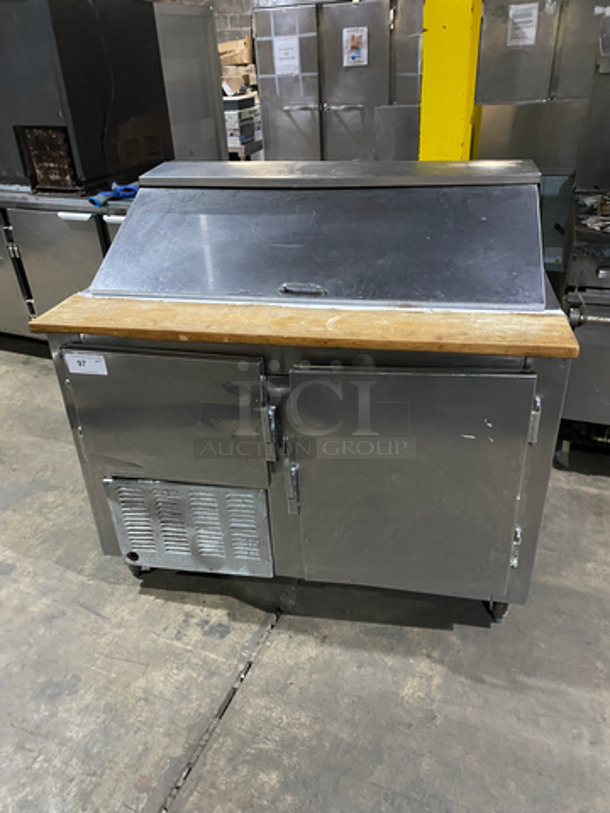 Leader Commercial Refrigerated Sandwich Prep Table! With 2 Door Storage Space Underneath! All Stainless! On Legs! 115V 60HZ 1 Phase