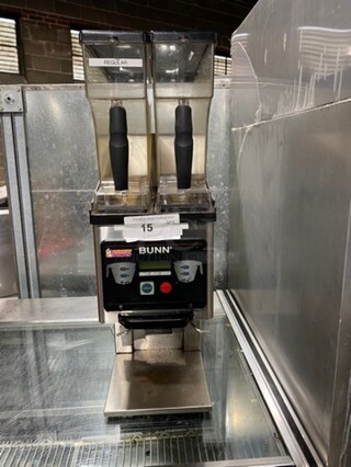 Bunn Commercial Countertop Dual Coffee Bean Grinder Machine! Stainless Steel Body! Model: MHG SN: MHG0016801 120V 60HZ 1 Phase