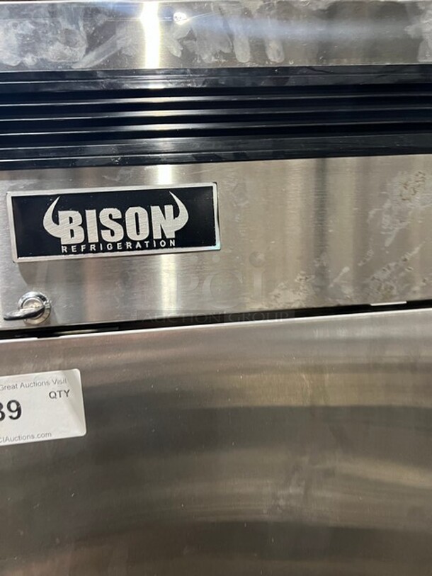 2019 Bison Commercial Single Door Reach In Cooler! Poly Coated Racks! All Stainless Steel! With Casters! Working When Removed! MODEL BRR21 SN:BRR2100319061900K80014 115V 1PH - Image 2 of 8