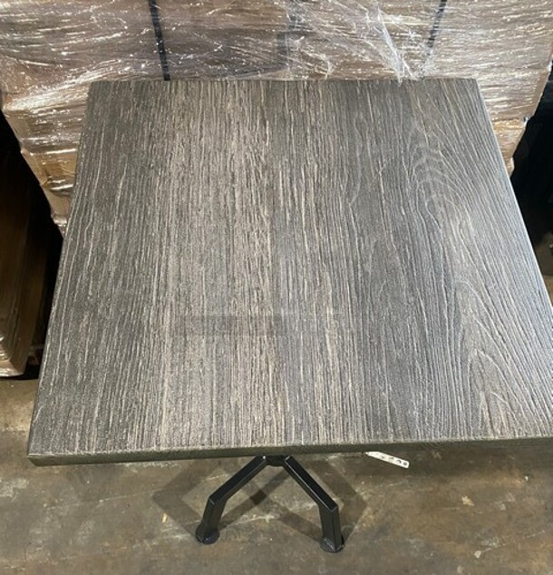 Wow! Brand New! OCS Ash Grey Finish Scratch Resistant Durowood Composite Bar Height Table! 24 By 24! Suitable For Indoor & Outdoor Use With Metal Bar Height Base!  - Image 4 of 9
