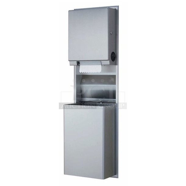 BRAND NEW! Bobrick B-3961 ClassicSeries Recessed Convertible Rectangular Paper Towel Dispenser / Waste Receptacle 15 15/16 x 8 1/4 x 56 5/16	 - Image 1 of 1