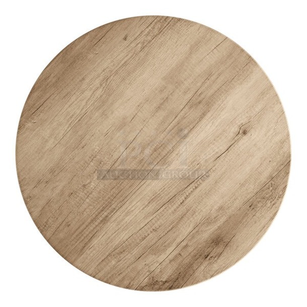 BRAND NEW SCRATCH & DENT! Lancaster Table & Seating 16436RTFGRY 36" Round Thermo-Formed MDF Table Top with Gray Wood Finish. IN THE ORIGINAL BOX!! 2x Your Bid - Image 1 of 1