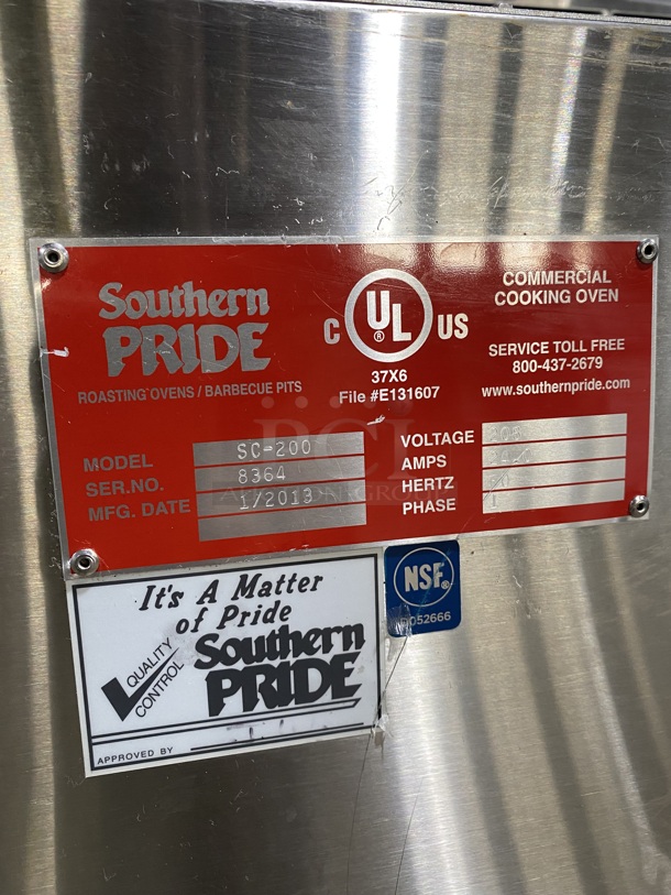 Amazing! Southern Pride SC-200 Stainless Steel Commercial Electric Powered Portable Smoker on Commercial Casters.SN:8364 208V 1PH! Working When Removed!  - Image 7 of 8