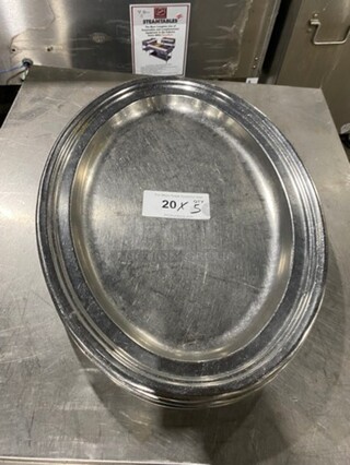 STAINLESS STEEL SERVING FOOD TRAYS, 5X YOUR BID!