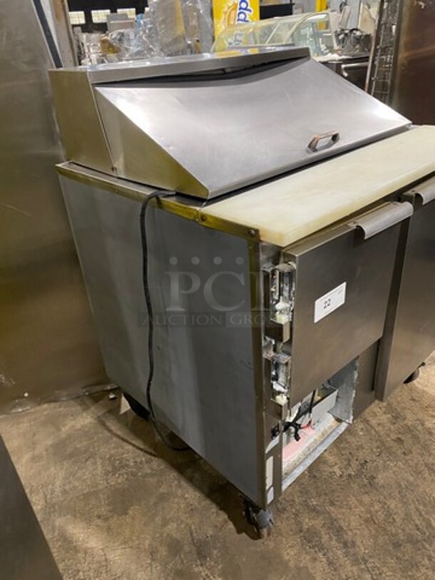 Leader Commercial Refrigerated Sandwich Prep Table! With Commercial Cutting Board! With 2 Door Underneath Storage Space! All Stainless Steel! On Casters! - Image 2 of 9