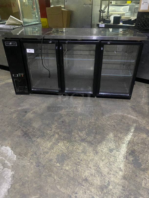 Spartan Commercial 3 Door Bar Back Cooler Merchandiser! With View Through Doors! With Poly Coated Racks! Model: SGBBB72 115V 60HZ 1 Phase