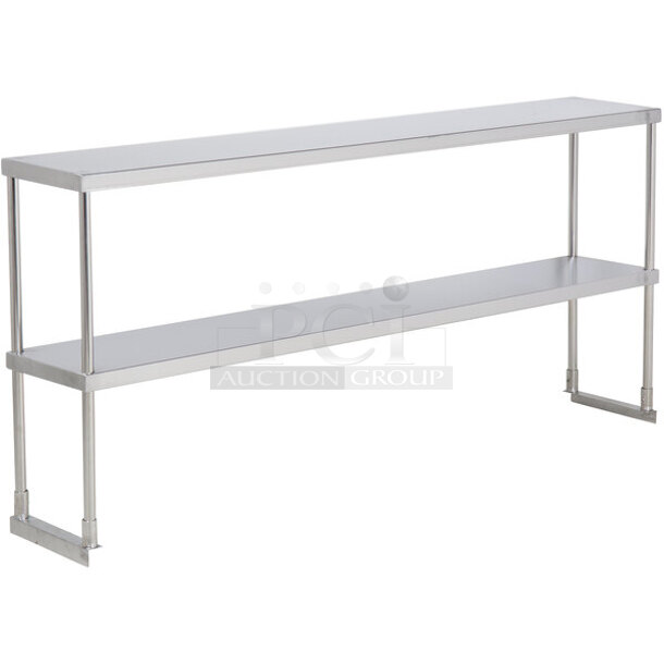 BRAND NEW SCRATCH & DENT! Stainless Steel Double Deck OverShelf 18"x70 3/8". Box Is Damaged. ALL Contents Appear To Be Present & In Good Condition - Image 1 of 4