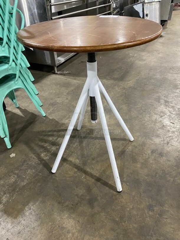 LIKE NEW! Round Wooden Pattern Table! With Tri Pod Style Metal Base! 2x Your Bid! - Image 2 of 5