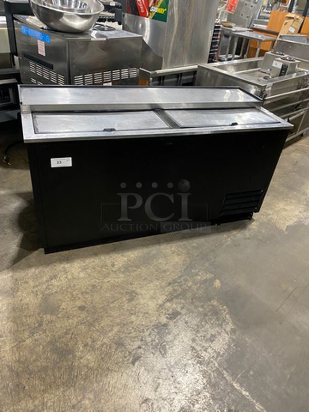 COOL! True Commercial Under The Counter Beer Bottle Cooler! With 2 Stainless Steel Sliding Top Doors! Model: TD6524 SN: 4660227 115V 60HZ 1 Phase