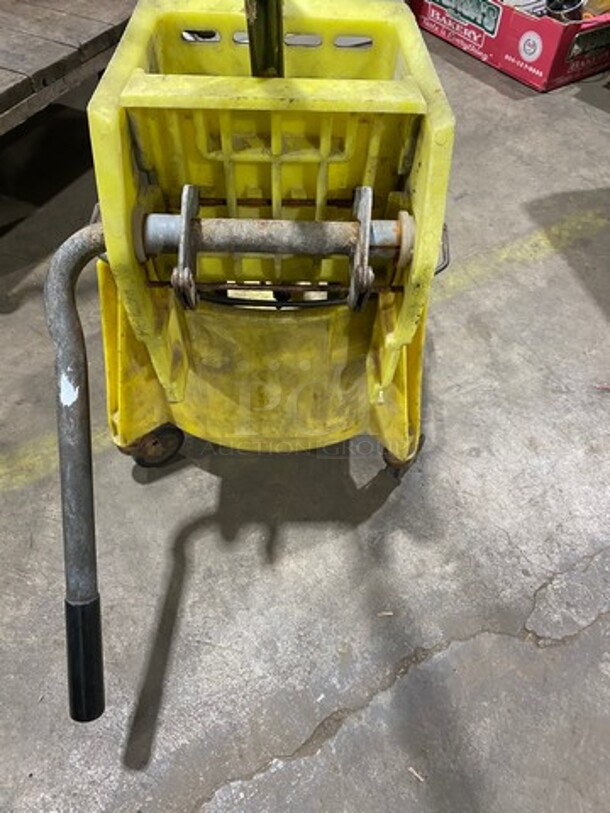 Rubbermaid Yellow Poly Mop Bucket! With Wringer Attachment! On Casters! - Image 4 of 7
