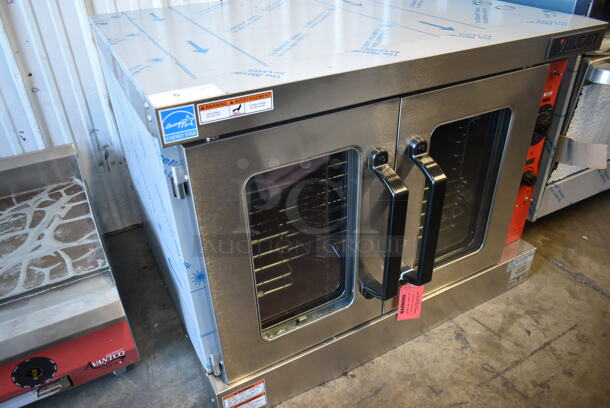 BRAND NEW SCRATCH AND DENT! Vulcan VC5GD-21D1Z Stainless Steel Commercial Stainless Steel Commercial Propane Gas Powered Full Size Commercial Convection Oven w/ View Through Doors, Metal Oven Racks and Thermostatic Controls. See Pictures For Broken Glass Pane on Left Door. - Image 1 of 11