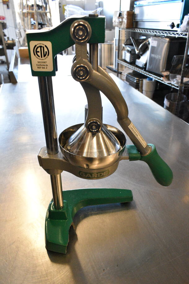BRAND NEW SCRATCH AND DENT! Garde Metal Countertop Manual Juicer. See Picture for Missing Leg.  - Image 1 of 5
