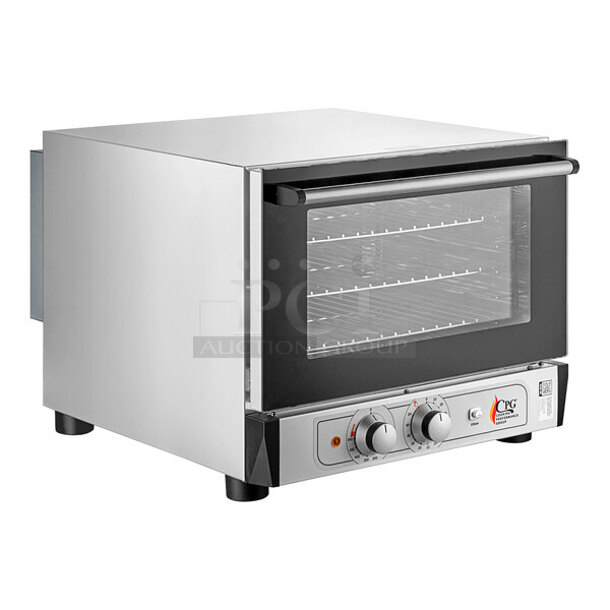 BRAND NEW SCRATCH AND DENT! Cooking Performance Group CPG 351COHT3A Stainless Steel Commercial Countertop Half Size Convection Oven. 110 Volts, 1 Phase. Tested and Working!
